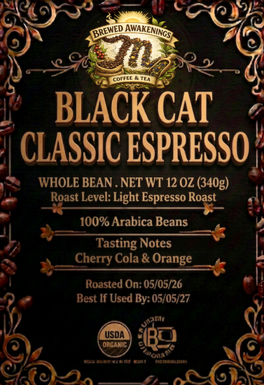 Espresso Classique Black Cat — Torréfaction blonde, grains entiers, 340 g