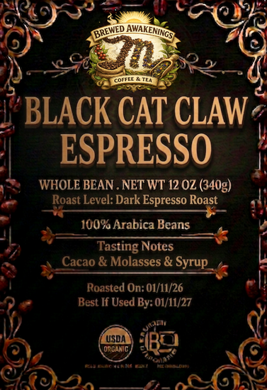 Black Cat Claw Espresso – Dunkel geröstete ganze Bohnen, 340g