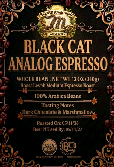 Black Cat Analog Espresso — Medium Roast Whole Bean, 12oz