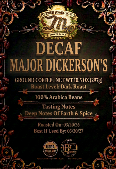 Koffeinfrei Major Dickerson — Dunkle Röstung gemahlener Kaffee, 297g