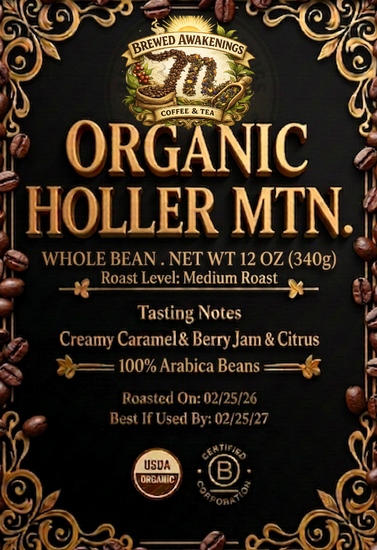 Organic Holler Mountain — Medium Roast Whole Bean Coffee, 12oz
