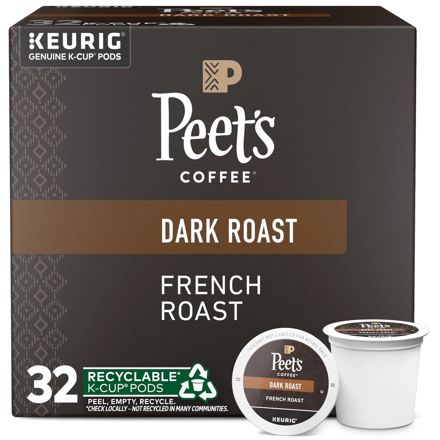 Dosettes de café à servir une tasse « French Roast » à torréfaction foncée — Paquets de 10 et 32
