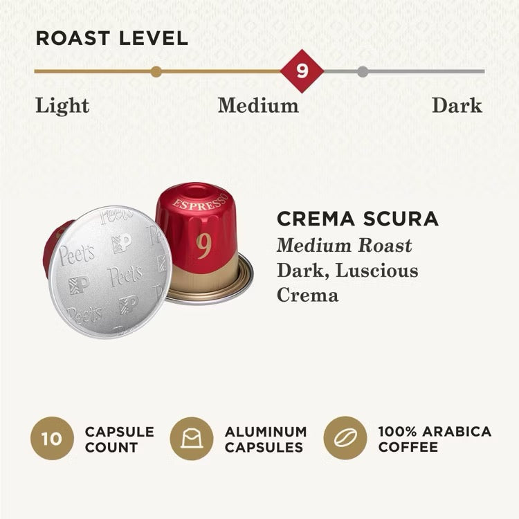 Crema Scura Intensity 9 Espresso Pods — Original Line Compatible, 10ct