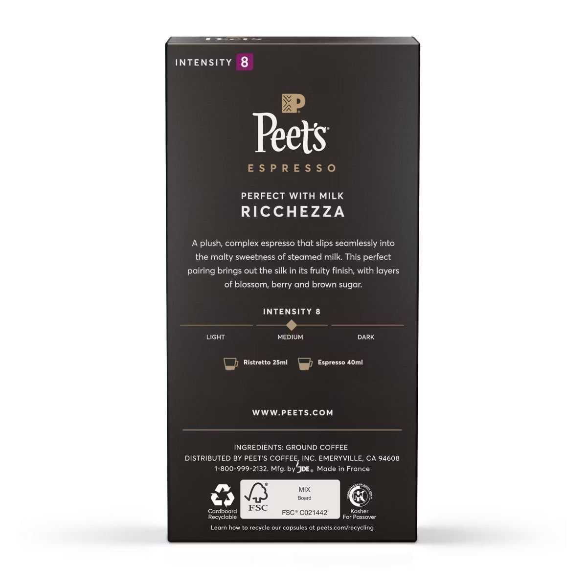 Ricchezza Intensity 8 Espresso Pods — Original Line Compatible, 10ct