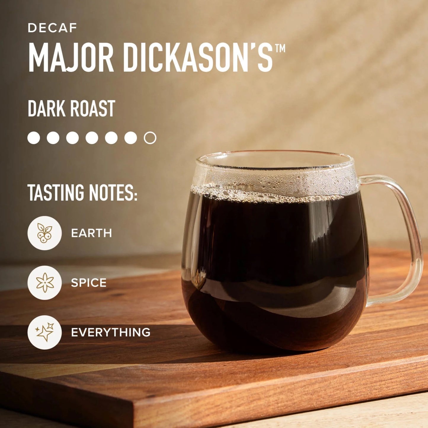 Koffeinfrei Major Dickerson — Dunkle Röstung gemahlener Kaffee, 297g
