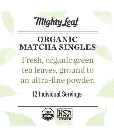Mighty Leaf Tea, Organic Matcha Green Tea Powder - 100% Unsweetened Japanese Matcha, 12 Single Serve Packets Organic Matcha 12 Count (Pack of 1)