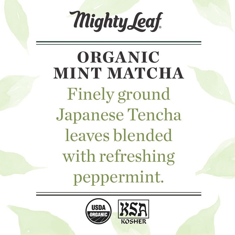 Mighty Leaf Tea, Organic Mint Matcha Green Tea Powder, 1.5 Ounce, Japanese Matcha with Mint Powder, Unsweetened