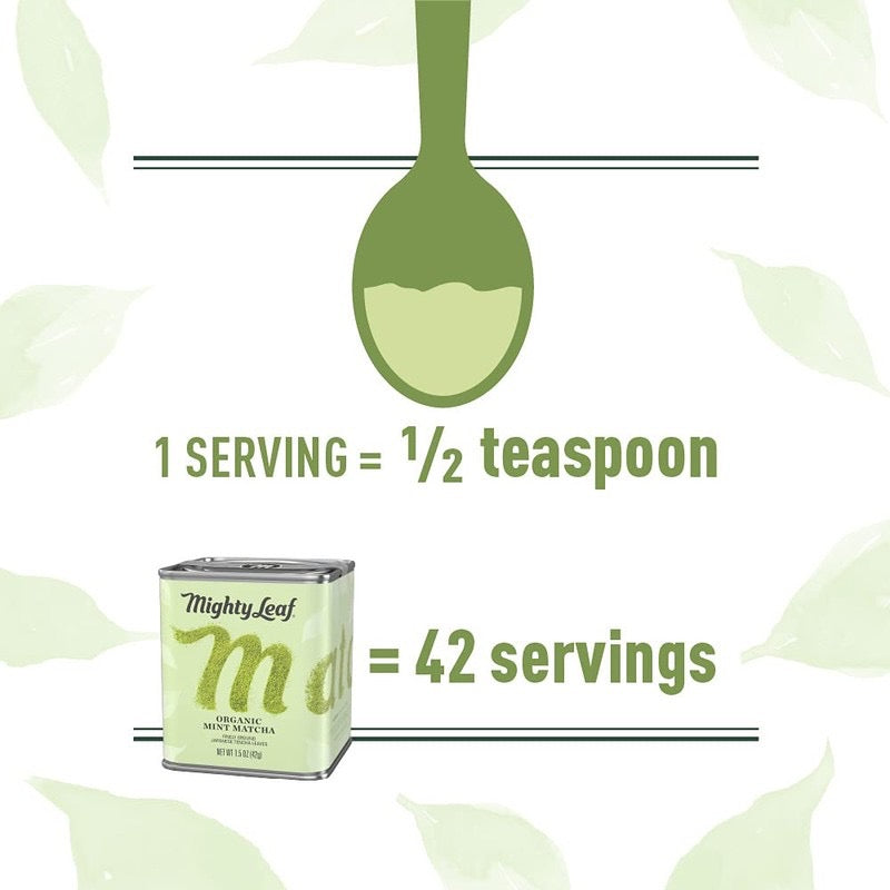Mighty Leaf Tea, Organic Mint Matcha Green Tea Powder, 1.5 Ounce, Japanese Matcha with Mint Powder, Unsweetened