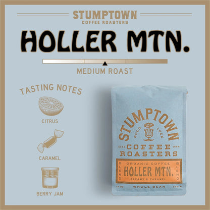 Organic Holler Mountain — Medium Roast Whole Bean Coffee, 12oz