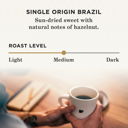 Single Origin Brazil Medium Roast Single Serve Coffee Pods, 32 Count