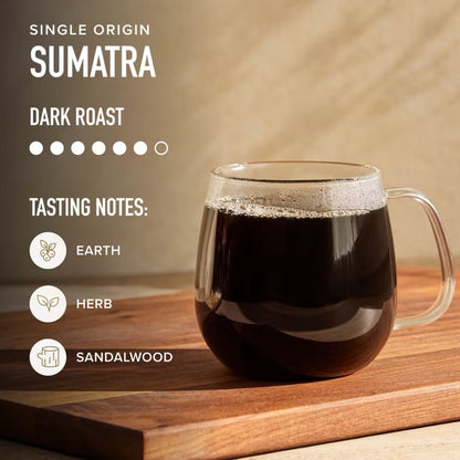 Single Origin Sumatra Dark Roast Ground Coffee - 10.5oz Bag