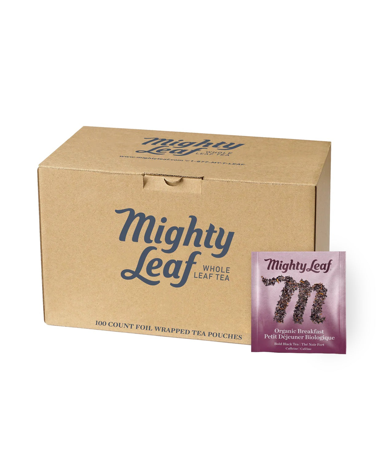 Mighty Leaf Whole Leaf Organic Breakfast Tea, 15 Tea Bags Individual Pyramid-Style Tea Sachets Of Organic Caffeinated Black, Delicious Hot Or Iced, Sweetened Or Plain